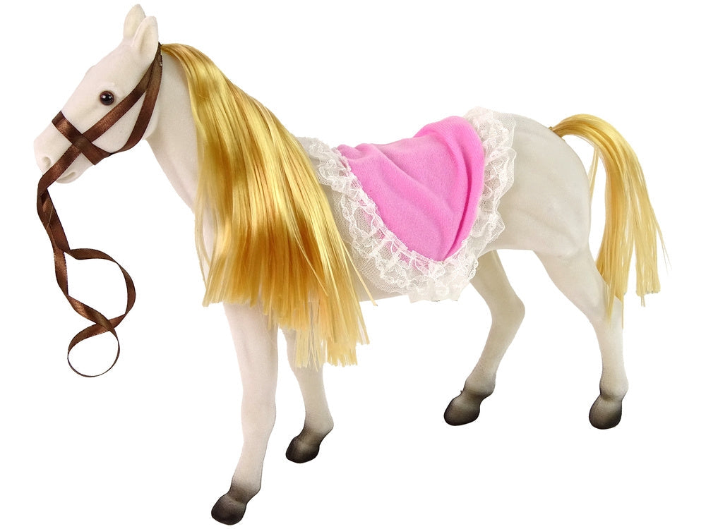 Prinsessdocka 30 cm med vit ponny 34 cm set med kam, borste & clips