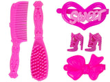 Prinsessdocka 30 cm med vit ponny 34 cm set med kam, borste & clips