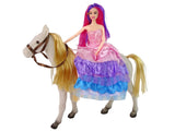 Prinsessdocka 30 cm med vit ponny 34 cm set med kam, borste & clips