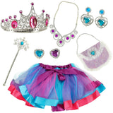 Prinsesskostym barn 9-delars set med tutu, krona, tiara & smycken