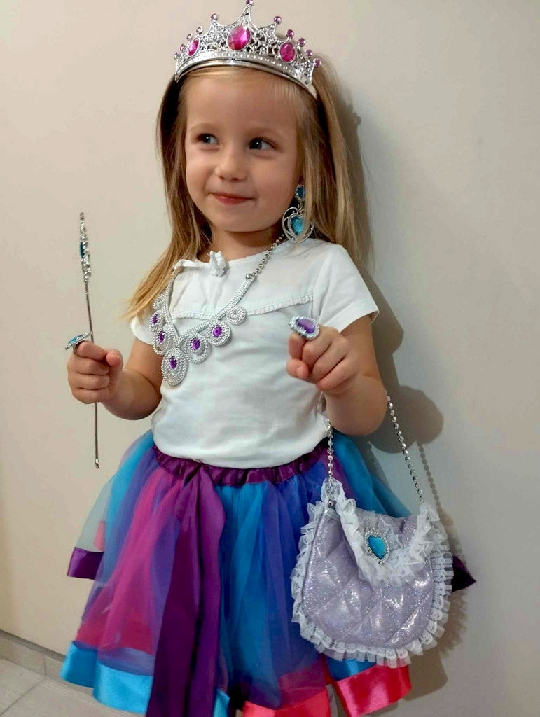 Prinsesskostym barn 9-delars set med tutu, krona, tiara & smycken