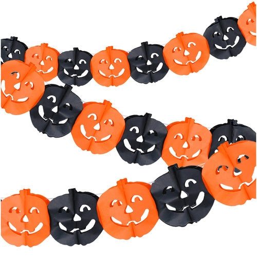Pumpagirlang Halloween 3 m papper orange/svart, pumpor 17,5 cm