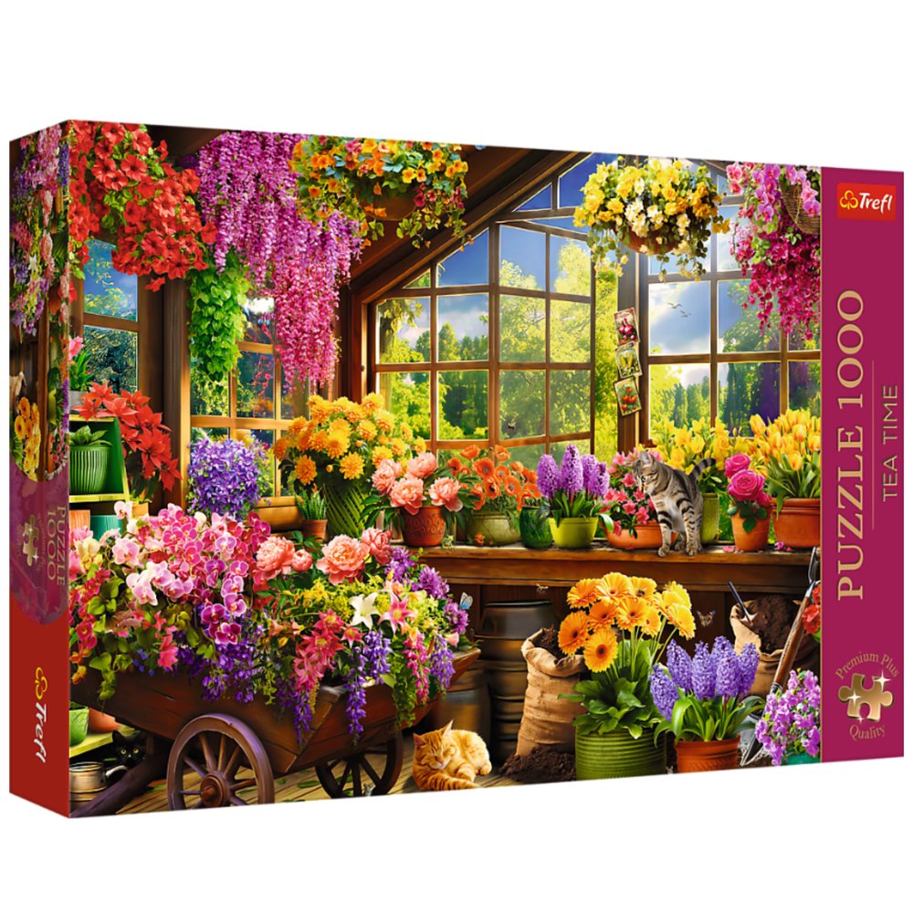 Pussel 1000 bitar blommor i krukor 68,3 x 48 cm
