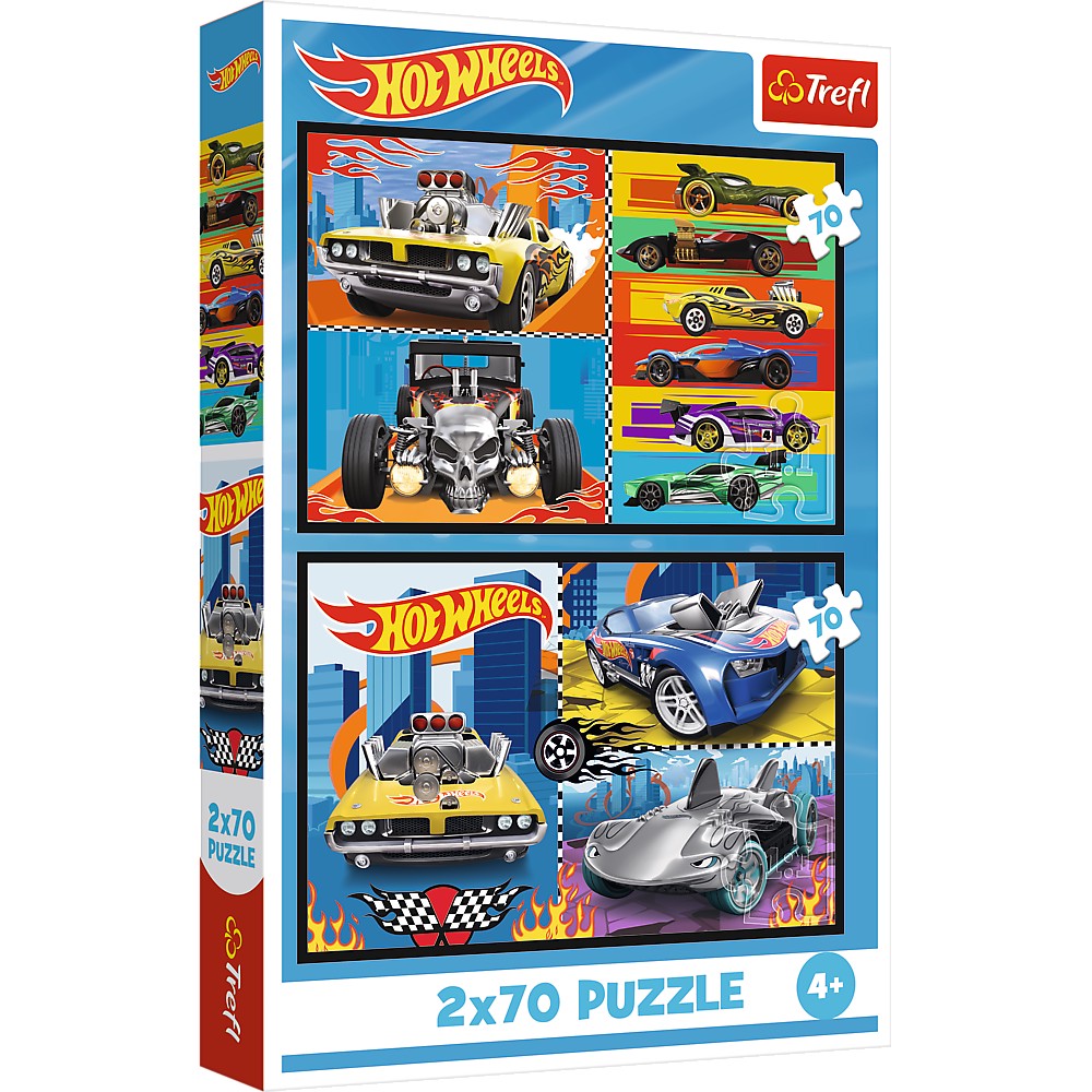Pussel 2-pack 70 bitar Hot Wheels för barn