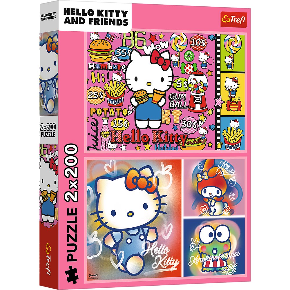 Pussel 2x200 bitar Hello Kitty & vänner, 2-pack 410x275 mm