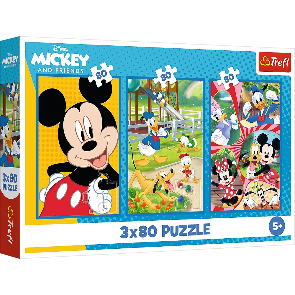 Pussel 3x80 bitar Mickey Mouse Team 275x180 mm FSC-certifierat