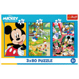 Pussel 3x80 bitar Mickey Mouse Team 275x180 mm FSC-certifierat