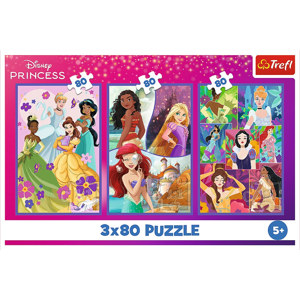 Pussel Disney-prinsessor 3x80 bitar 275x180 mm