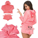 Pyjamas dam 2-delar bomull långärmad tröja + shorts rosa stl M