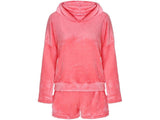 Pyjamas dam 2-delar bomull långärmad tröja + shorts rosa stl M