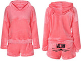 Pyjamas dam 2-delar bomull långärmad tröja + shorts rosa stl M