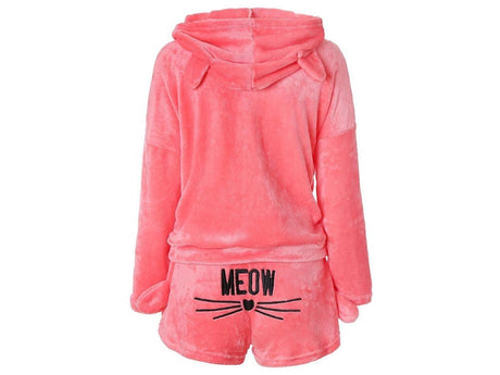 Pyjamas dam 2-delar bomull långärmad tröja + shorts rosa stl M
