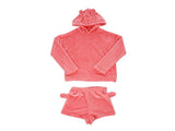 Pyjamas dam 2-delar bomull långärmad tröja + shorts rosa stl M