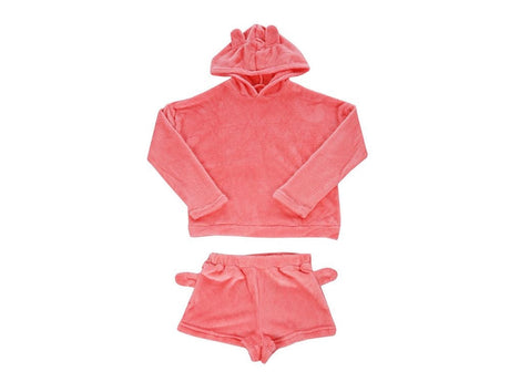 Pyjamas dam 2-delar bomull långärmad tröja + shorts rosa stl M