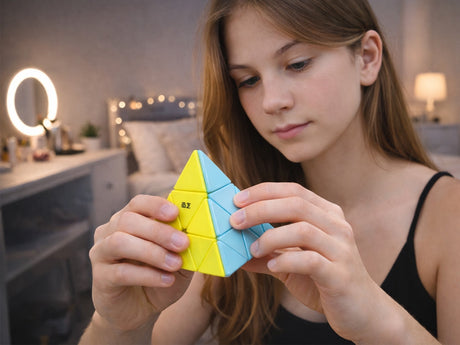 Pyraminx pyramidkub 3D logikpussel roterande plast 9,5 cm