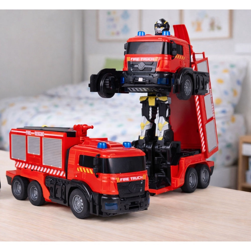 RC brandbil/robot 2-i-1 med vattensprut 40 MHz USB-laddningsbar