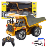 RC dumpertruck 1:18 2,4 GHz 9 kanaler tippflak LED USB-laddbar