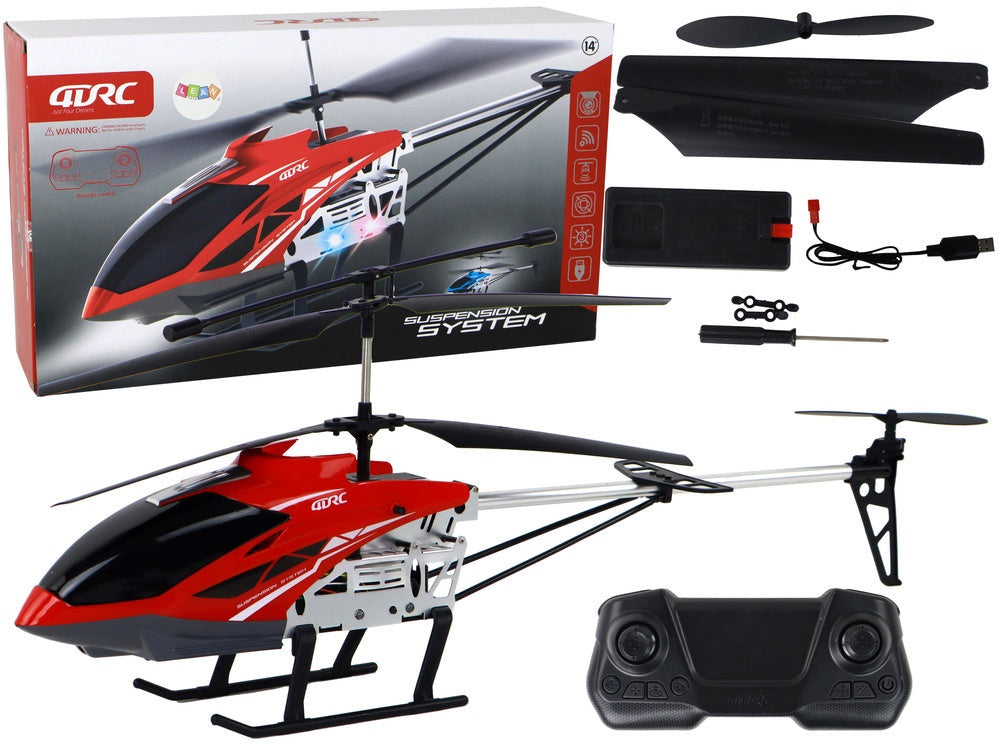 RC-helikopter 70 cm röd 2.4 GHz med gyroskop LED höjdhållning