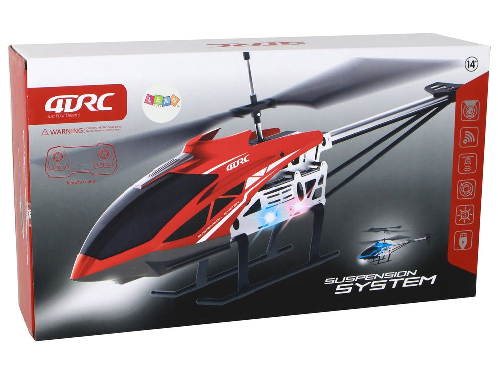 RC-helikopter 70 cm röd 2.4 GHz med gyroskop LED höjdhållning