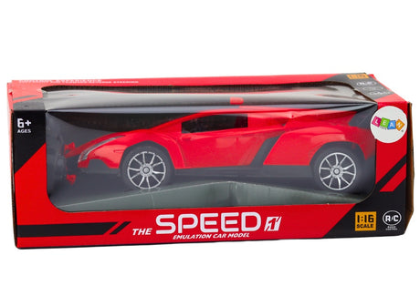RC sportbil 1:16 röd 27 MHz 20 km/h med ljus, räckvidd 25 m