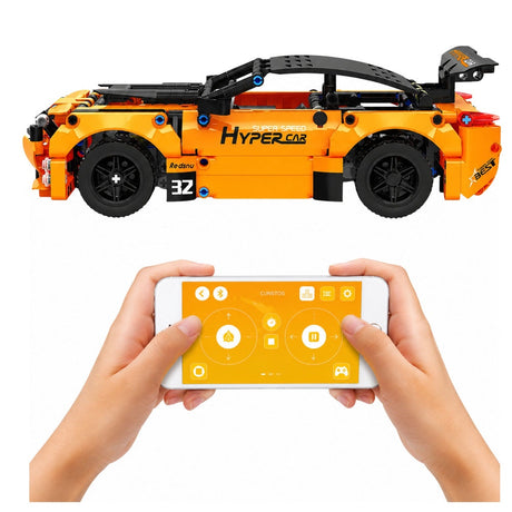 RC-sportbil byggset 545 delar orange 27 cm med fjärrkontroll & app