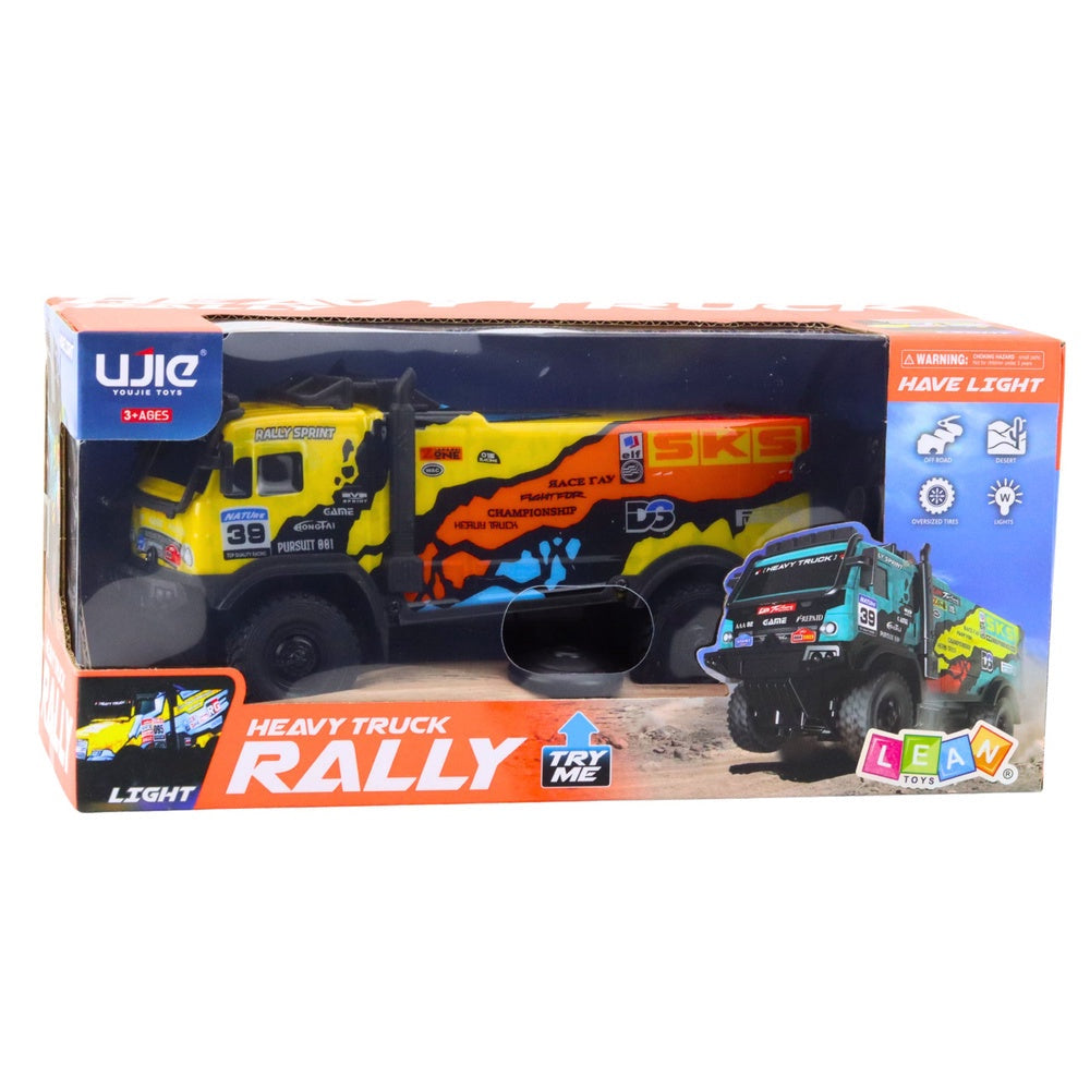 RC-truck med fjärrkontroll och signalhorn, gul 20 cm