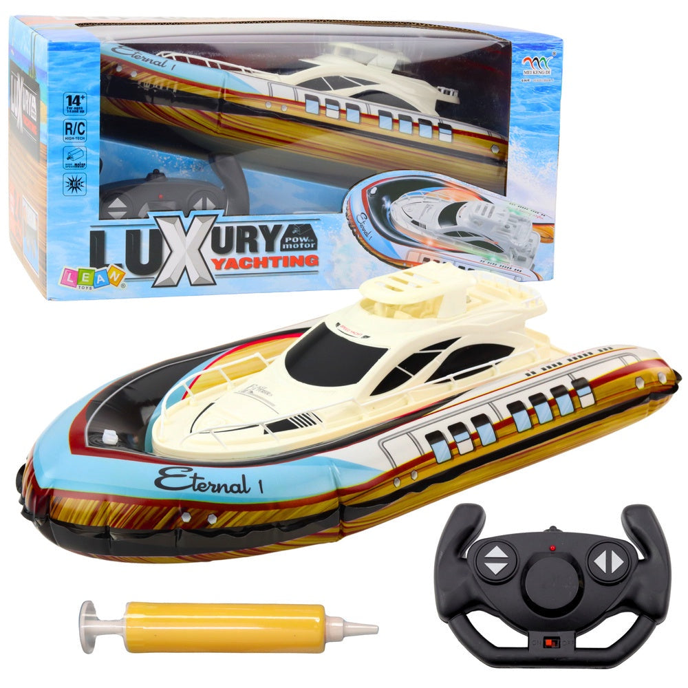 RC-yacht fjärrstyrd med uppblåsbar skrov, LED, pump och kontroll