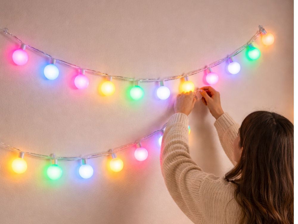 RGB LED-ljusslinga 7,5 m 50 LED USB med app och fjärrkontroll