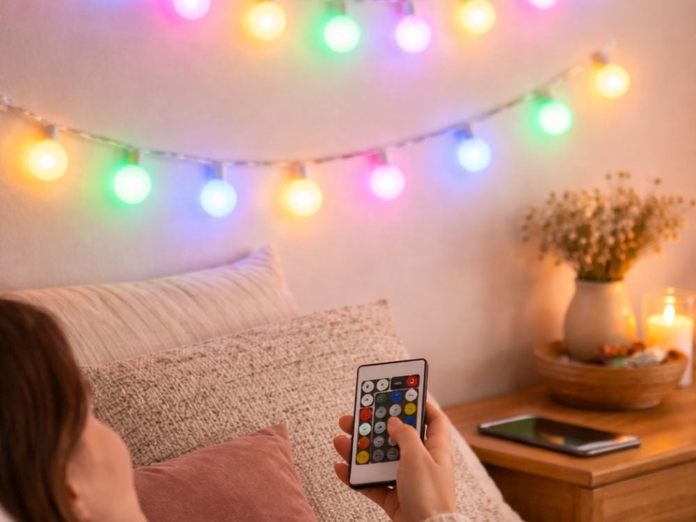 RGB LED-ljusslinga 7,5 m 50 LED USB med app och fjärrkontroll