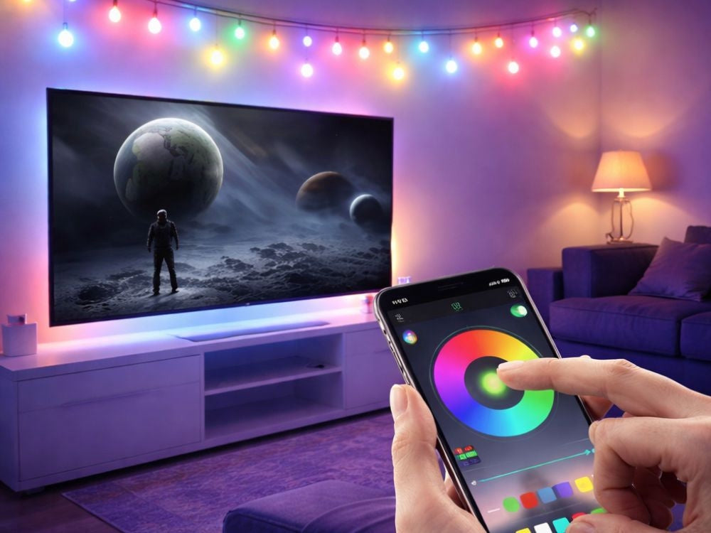 RGB LED-ljusslinga 7,5 m 50 LED USB med app och fjärrkontroll