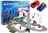 Racerbana slotcar set med 2 bilar 1:43, loopar, LED, varvräknare