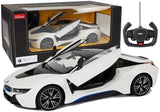 Radiostyrd BMW i8 sportbil 1:14 vit med ljus och fjärrkontroll