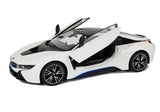 Radiostyrd BMW i8 sportbil 1:14 vit med ljus och fjärrkontroll