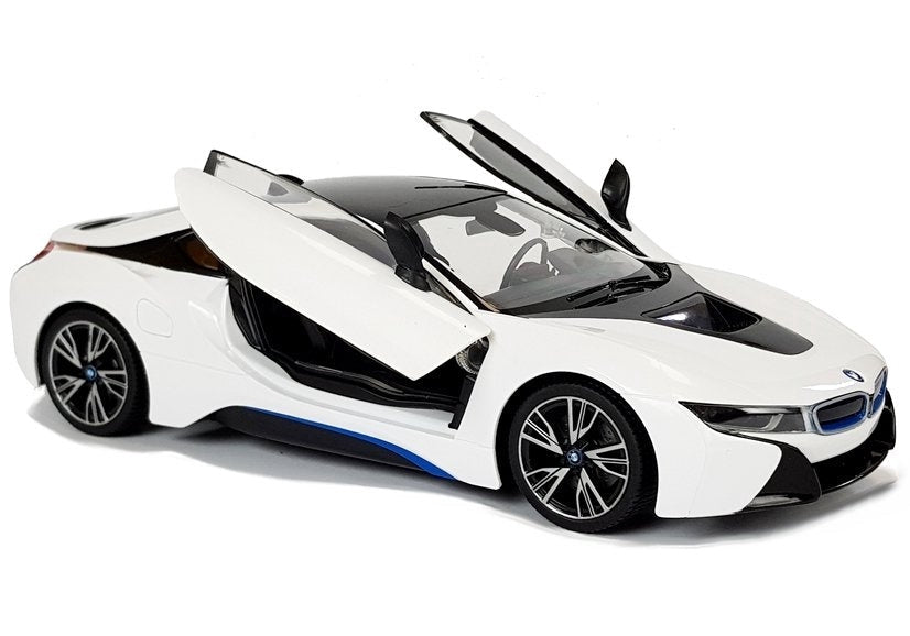 Radiostyrd BMW i8 sportbil 1:14 vit med ljus och fjärrkontroll