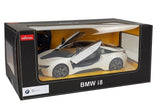 Radiostyrd BMW i8 sportbil 1:14 vit med ljus och fjärrkontroll