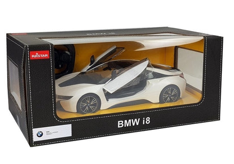 Radiostyrd BMW i8 sportbil 1:14 vit med ljus och fjärrkontroll