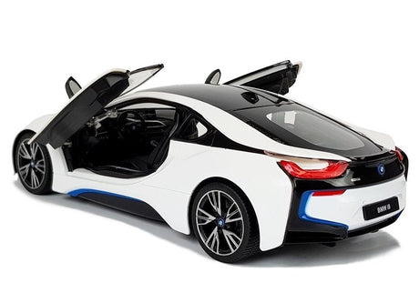 Radiostyrd BMW i8 sportbil 1:14 vit med ljus och fjärrkontroll