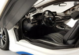 Radiostyrd BMW i8 sportbil 1:14 vit med ljus och fjärrkontroll