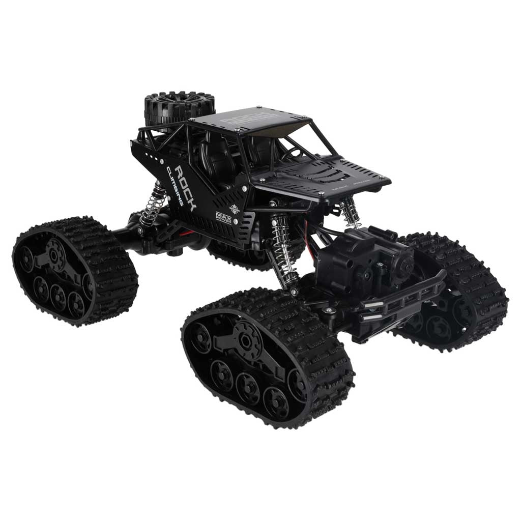 Radiostyrd RC Rock Crawler 4x4 med hjul & larvband 2.4 GHz svart