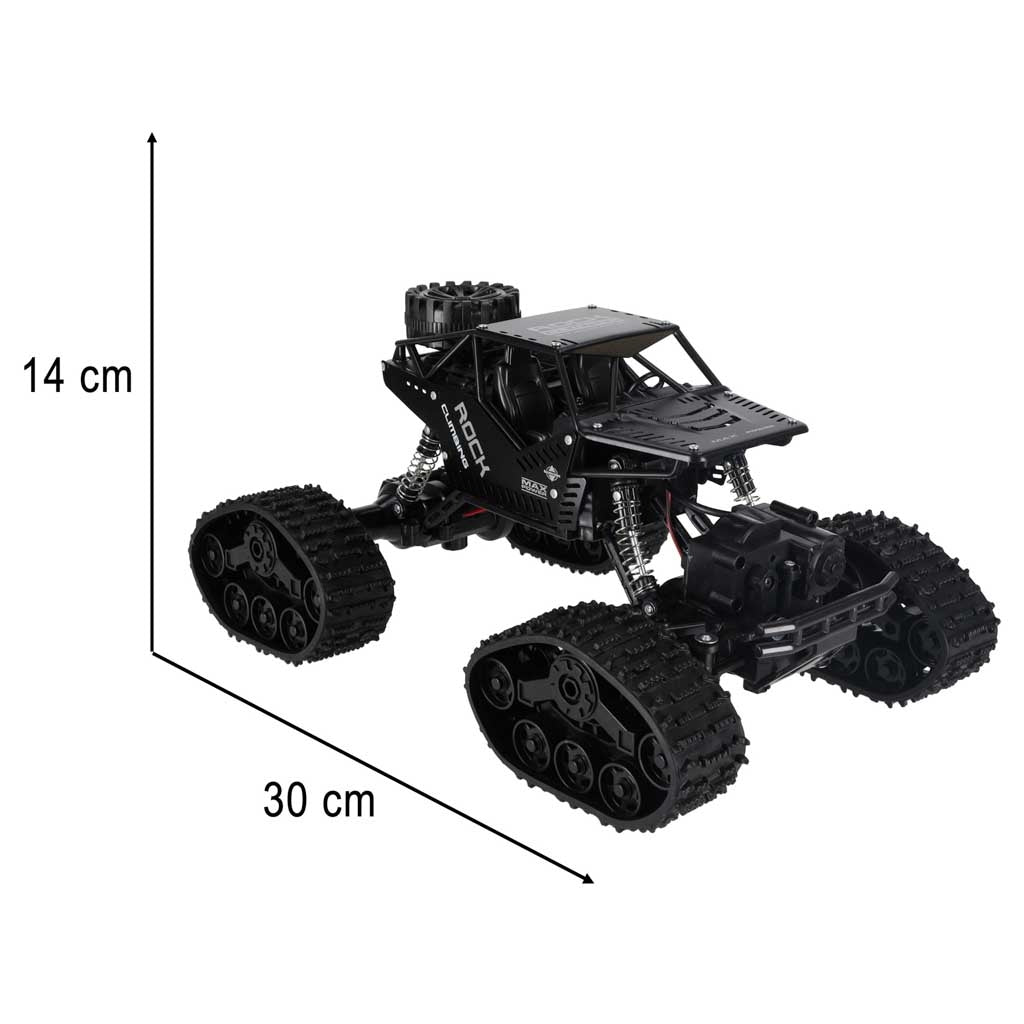 Radiostyrd RC Rock Crawler 4x4 med hjul & larvband 2.4 GHz svart