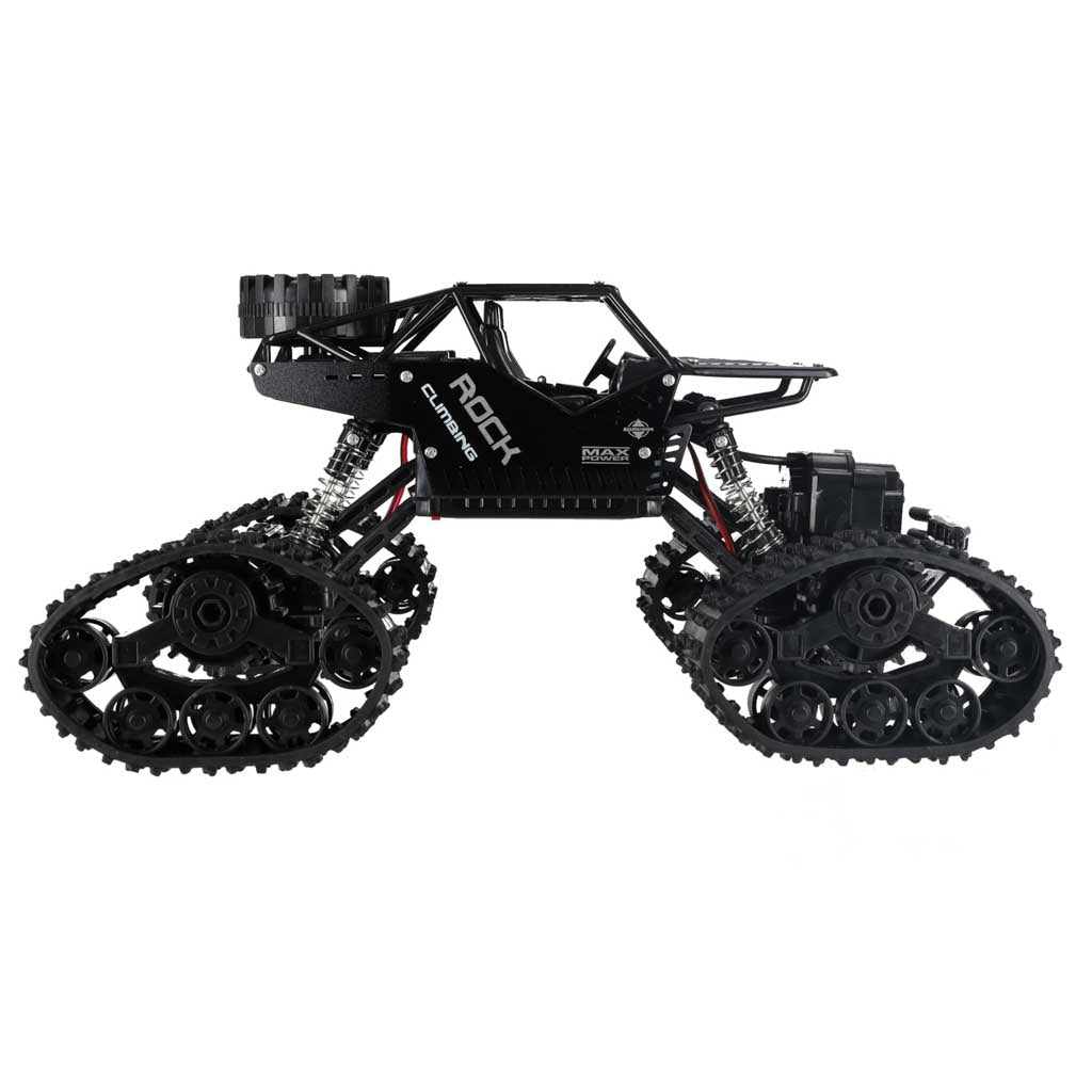 Radiostyrd RC Rock Crawler 4x4 med hjul & larvband 2.4 GHz svart