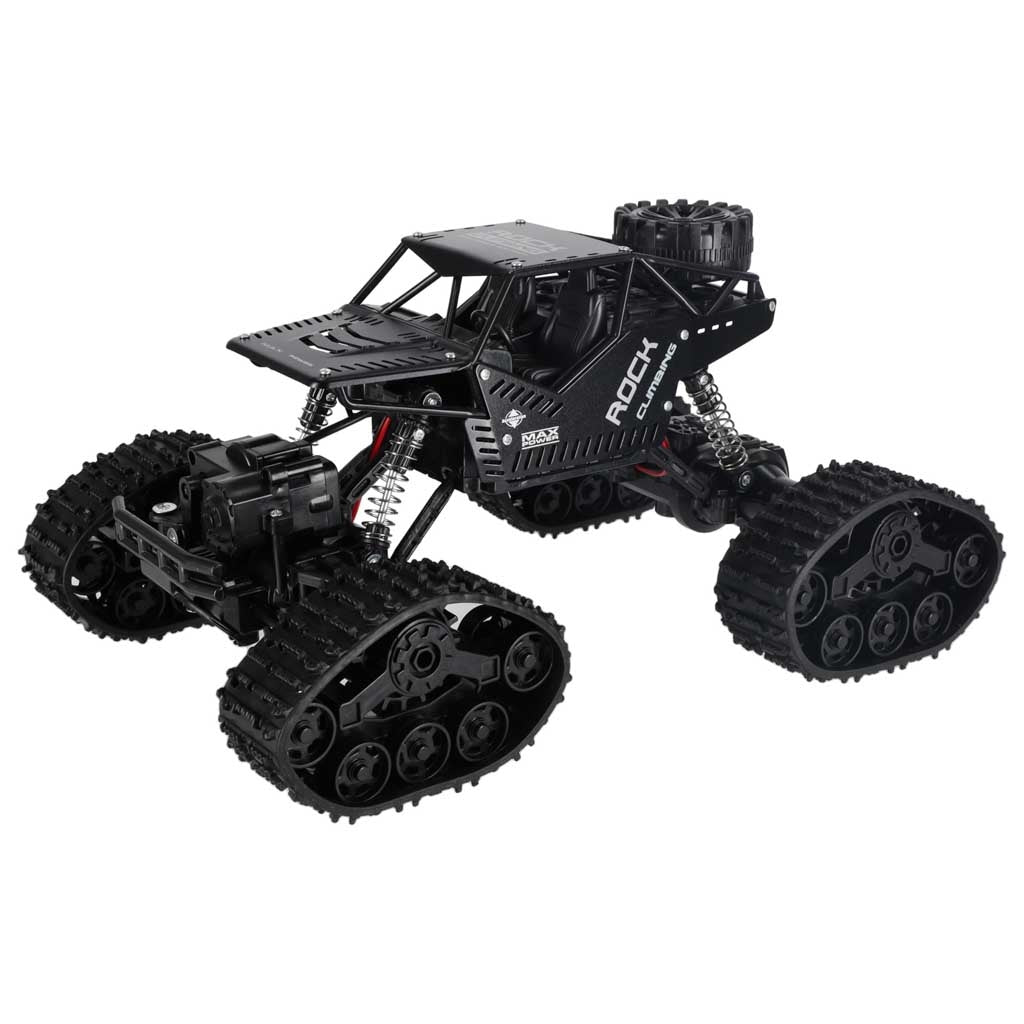 Radiostyrd RC Rock Crawler 4x4 med hjul & larvband 2.4 GHz svart