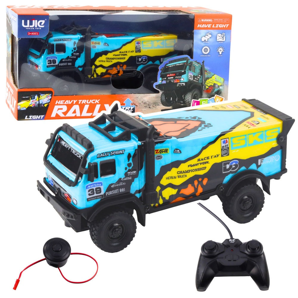 Radiostyrd RC-truck 20 cm med fjärrkontroll och horn, blå