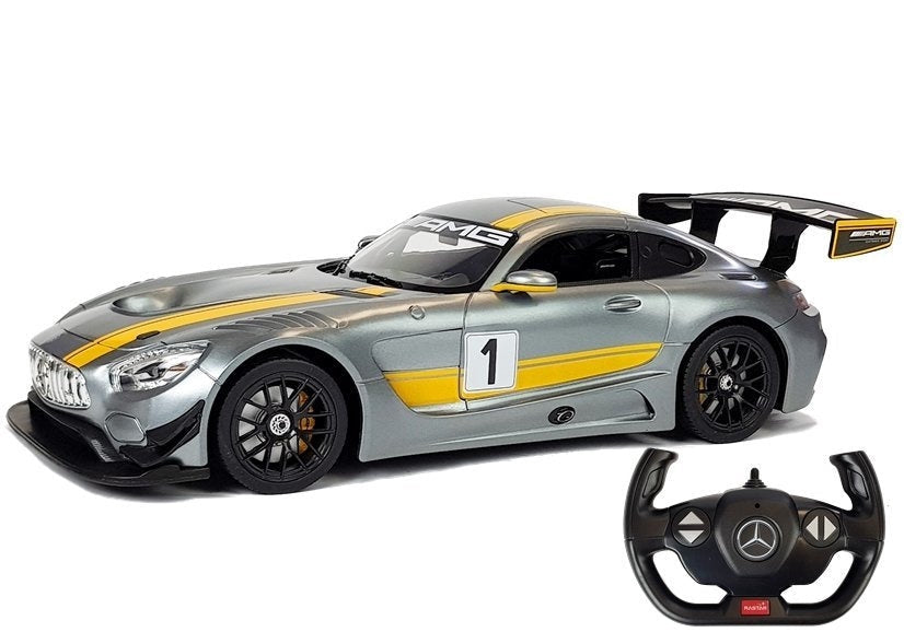 Radiostyrd bil Mercedes AMG GT3 1:14 grå 2.4 GHz med ljus