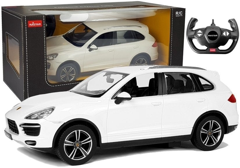 Radiostyrd bil Porsche Cayenne 1:14 vit 2,4 GHz LED-ljus