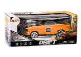 Radiostyrd driftbil 1:18 2,4 GHz med ljus/ljud orange 360° drift