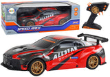 Radiostyrd sportbil 1:10 2.4GHz 25 km/h LED-ljus 7.4V batteri
