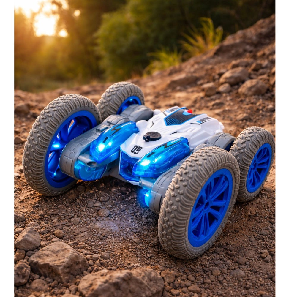 Radiostyrd stuntbil 2.4GHz 360° LED-ljus uppladdningsbar 14 cm