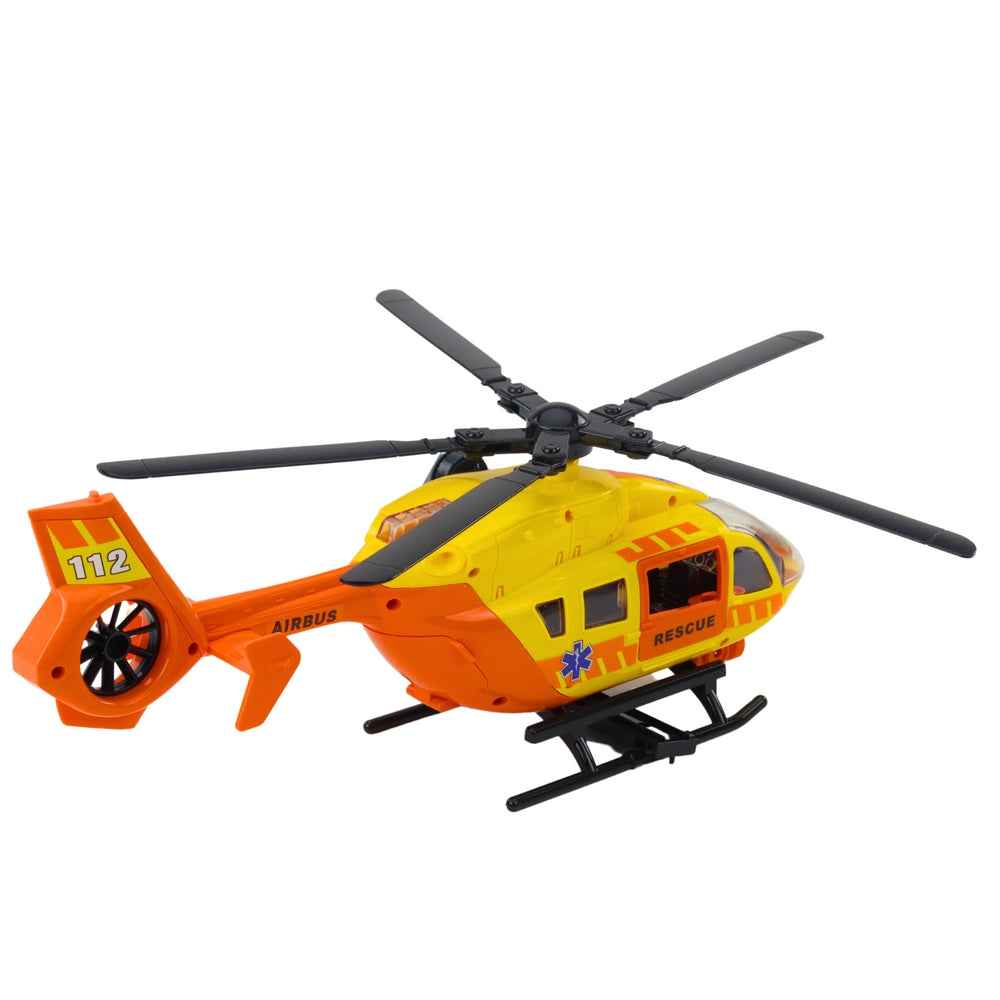 Räddningshelikopter leksak 35 cm med ljus/ljud, bår & krok, 2x AAA