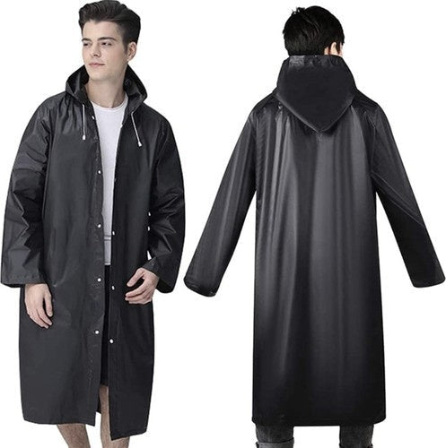 Regnjacka EVA lång med huva svart 110 cm unisex